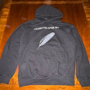 Cigarettes After Sex Feather Logo Hoodie Black Indie Band Pullover Sweatshirt